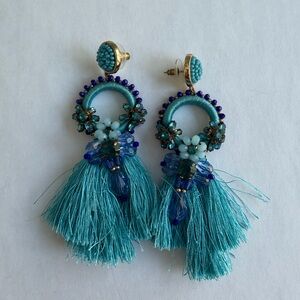 Lilly Pulitzer Paradise Petals blue tassel earrings
